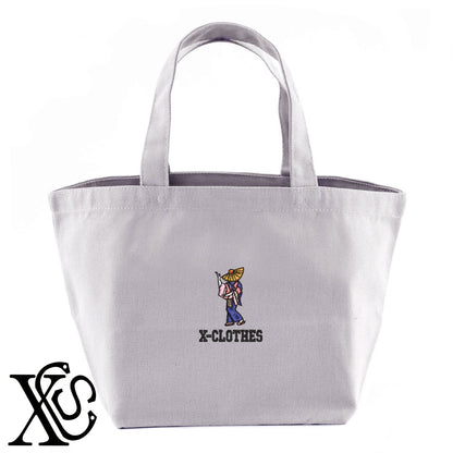 西馬音内盆踊り2柄 刺繍 キャンバス生地 ランチ ミニ トートバッグ レディース メンズ【X-CLOTHES】オリジナル グッズ 刺繍 ワンポイント 雑貨【b Black Camel】【g Natural Gray】 【8競技音楽-伝統】