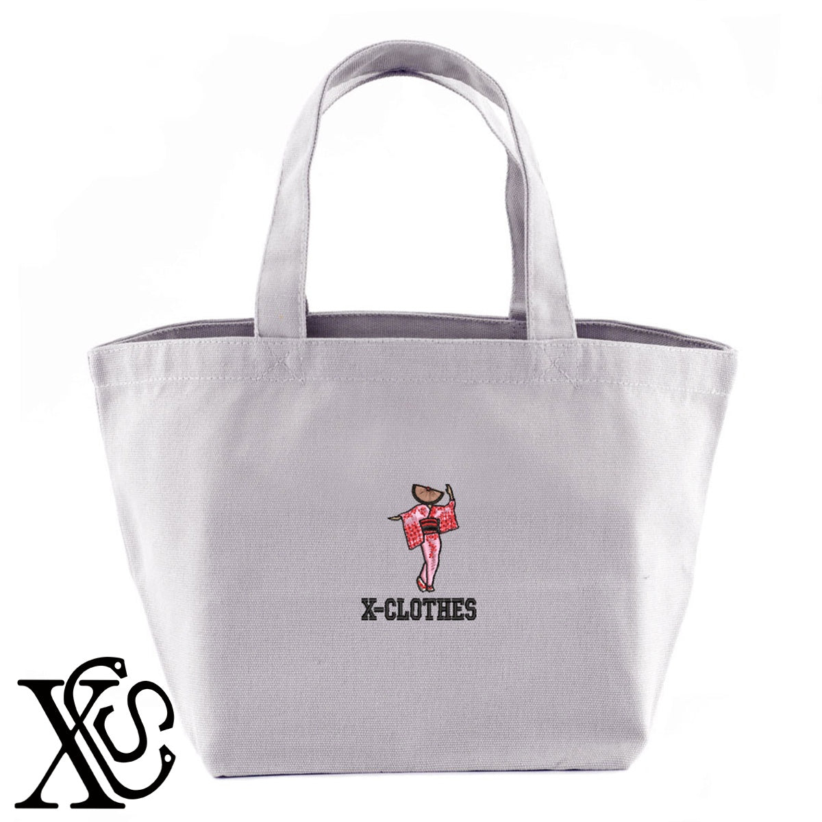 越中おわら踊り3柄 刺繍 キャンバス生地 ランチ ミニ トートバッグ レディース メンズ【X-CLOTHES】オリジナル グッズ 刺繍 ワンポイント 雑貨【b Black Camel】【g Natural Gray】 【8競技音楽-伝統】