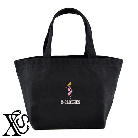 阿波踊り2柄 刺繍 キャンバス生地 ランチ ミニ トートバッグ レディース メンズ【X-CLOTHES】オリジナル グッズ 刺繍 ワンポイント 雑貨【b Black Camel】【g Natural Gray】 【8競技音楽-伝統】