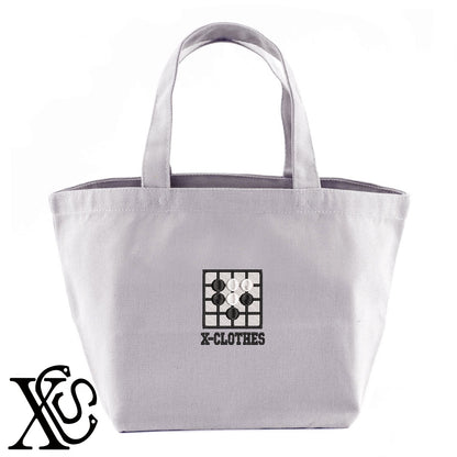 囲碁2柄 刺繍 キャンバス生地 ランチ ミニ トートバッグ レディース メンズ【X-CLOTHES】オリジナル グッズ 刺繍 ワンポイント 雑貨【b Black Camel】【g Natural Gray】 【8競技音楽-娯楽】