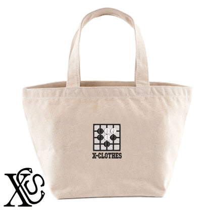 囲碁2柄 刺繍 キャンバス生地 ランチ ミニ トートバッグ レディース メンズ【X-CLOTHES】オリジナル グッズ 刺繍 ワンポイント 雑貨【b Black Camel】【g Natural Gray】 【8競技音楽-娯楽】