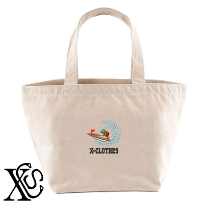 競艇2柄 刺繍 キャンバス生地 ランチ ミニ トートバッグ レディース メンズ【X-CLOTHES】オリジナル グッズ 刺繍 ワンポイント 雑貨【b Black Camel】【g Natural Gray】 【8競技音楽-娯楽】