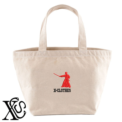 居合2柄 刺繍 キャンバス生地 ランチ ミニ トートバッグ レディース メンズ【X-CLOTHES】オリジナル グッズ 刺繍 ワンポイント 雑貨【b Black Camel】【g Natural Gray】 【8競技音楽-格闘技】