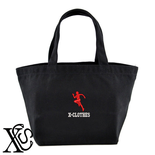 陸上6柄 刺繍 キャンバス生地 ランチ ミニ トートバッグ レディース メンズ【X-CLOTHES】オリジナル グッズ 刺繍 ワンポイント 雑貨【b Black Camel】【g Natural Gray】 【8競技音楽-陸上】