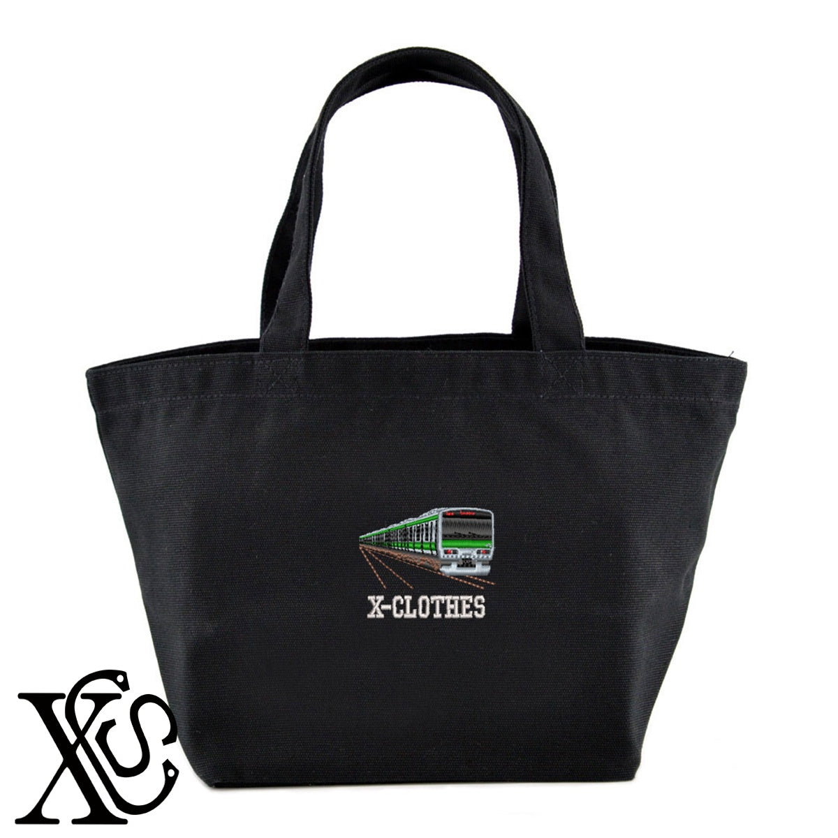 E231系JR山手線柄 刺繍 キャンバス生地 ランチ ミニ トートバッグ レディース メンズ【X-CLOTHES】オリジナル グッズ 刺繍 ワンポイント 雑貨【b Black Camel】【g Natural Gray】 【9趣味料理-乗り物】