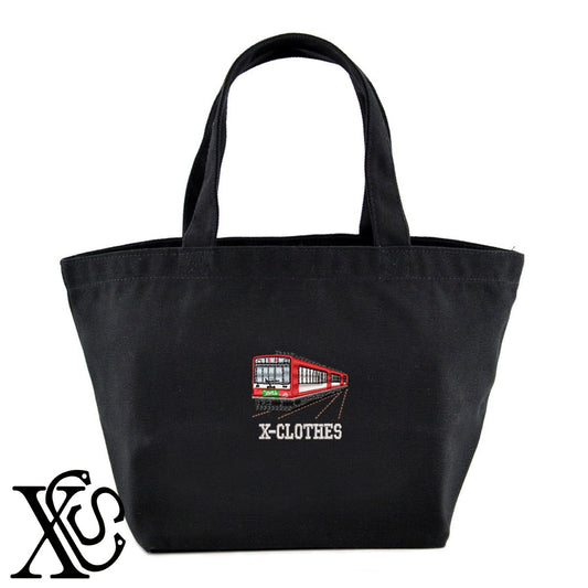 サンモリッツ2000形柄 刺繍 キャンバス生地 ランチ ミニ トートバッグ レディース メンズ【X-CLOTHES】オリジナル グッズ 刺繍 ワンポイント 雑貨【b Black Camel】【g Natural Gray】 【9趣味料理-乗り物】