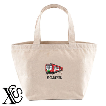 サンモリッツ2000形柄 刺繍 キャンバス生地 ランチ ミニ トートバッグ レディース メンズ【X-CLOTHES】オリジナル グッズ 刺繍 ワンポイント 雑貨【b Black Camel】【g Natural Gray】 【9趣味料理-乗り物】