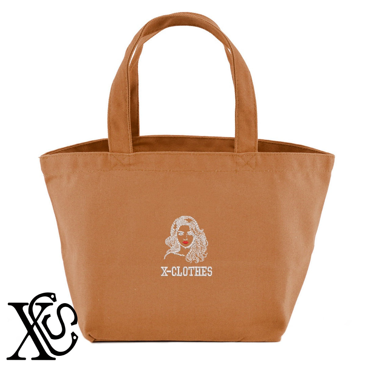美人3柄 刺繍 キャンバス生地 ランチ ミニ トートバッグ レディース メンズ【X-CLOTHES】オリジナル グッズ 刺繍 ワンポイント 雑貨【b Black Camel】【g Natural Gray】 【9趣味料理-人物】