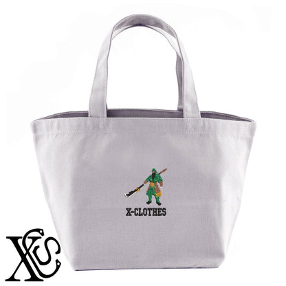 関羽3柄 刺繍 キャンバス生地 ランチ ミニ トートバッグ レディース メンズ【X-CLOTHES】オリジナル グッズ 刺繍 ワンポイント 雑貨【b Black Camel】【g Natural Gray】 【9趣味料理-人物】