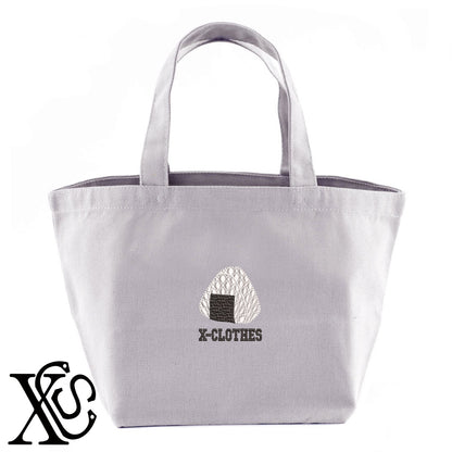 おにぎり2柄 刺繍 キャンバス生地 ランチ ミニ トートバッグ レディース メンズ【X-CLOTHES】オリジナル グッズ 刺繍 ワンポイント 雑貨【b Black Camel】【g Natural Gray】 【9趣味料理-料理】