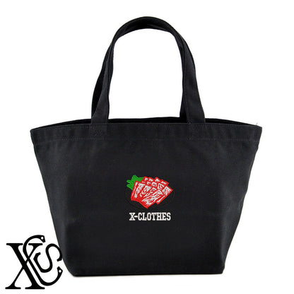 焼肉2柄 刺繍 キャンバス生地 ランチ ミニ トートバッグ レディース メンズ【X-CLOTHES】オリジナル グッズ 刺繍 ワンポイント 雑貨【b Black Camel】【g Natural Gray】 【9趣味料理-料理】