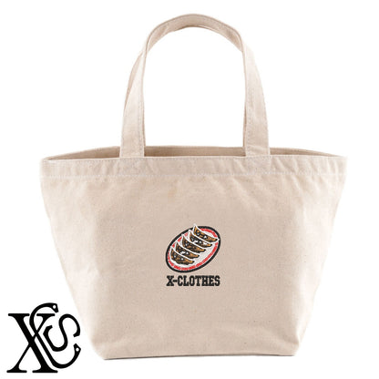 餃子2柄 刺繍 キャンバス生地 ランチ ミニ トートバッグ レディース メンズ【X-CLOTHES】オリジナル グッズ 刺繍 ワンポイント 雑貨【b Black Camel】【g Natural Gray】 【9趣味料理-料理】