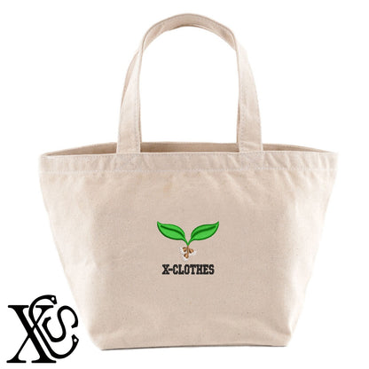苗2柄 刺繍 キャンバス生地 ランチ ミニ トートバッグ レディース メンズ【X-CLOTHES】オリジナル グッズ 刺繍 ワンポイント 雑貨【b Black Camel】【g Natural Gray】 【9趣味料理-花】