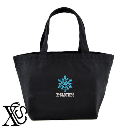 雪2柄 刺繍 キャンバス生地 ランチ ミニ トートバッグ レディース メンズ【X-CLOTHES】オリジナル グッズ 刺繍 ワンポイント 雑貨【b Black Camel】【g Natural Gray】 【9趣味料理-花】