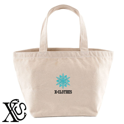 雪4柄 刺繍 キャンバス生地 ランチ ミニ トートバッグ レディース メンズ【X-CLOTHES】オリジナル グッズ 刺繍 ワンポイント 雑貨【b Black Camel】【g Natural Gray】 【9趣味料理-花】
