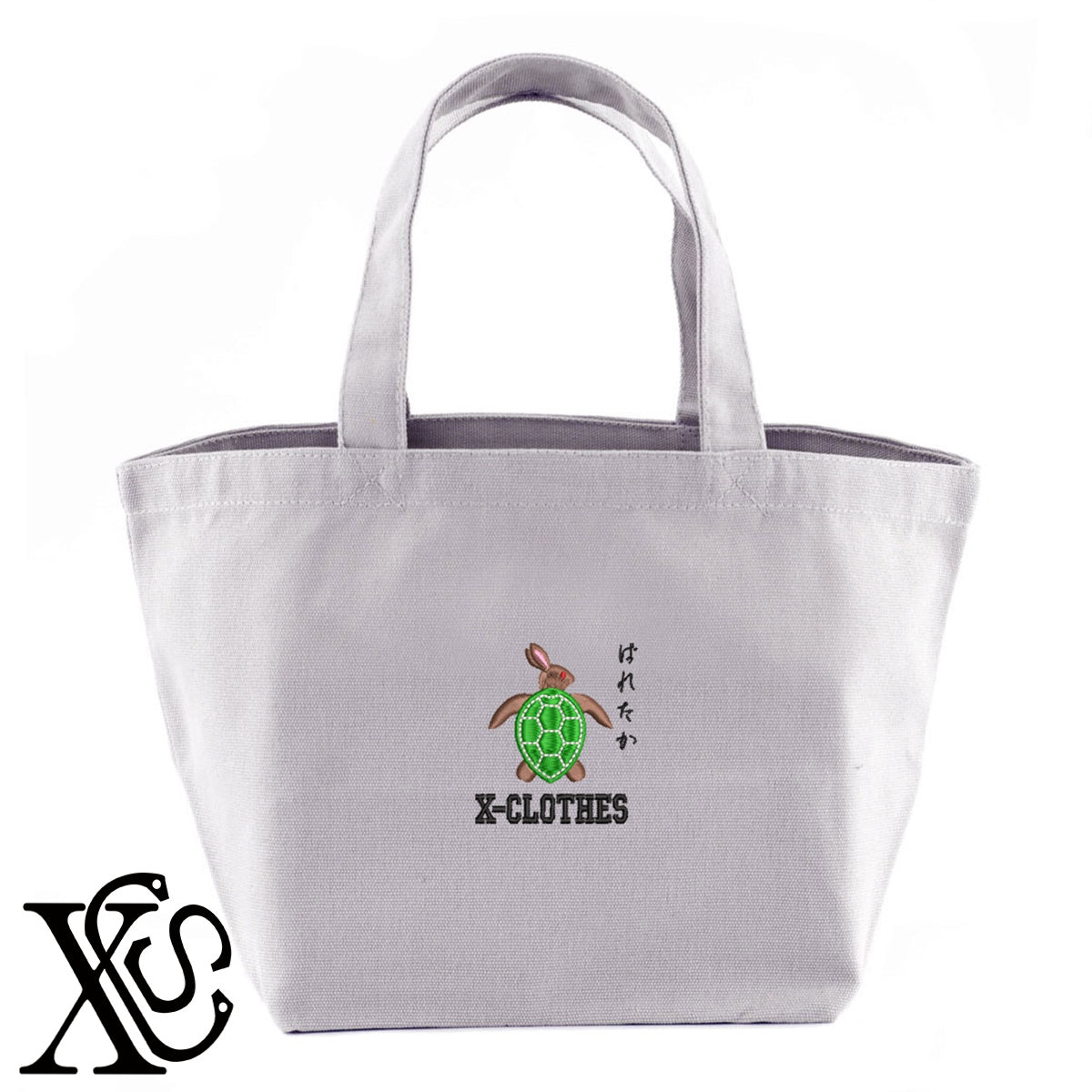 ばれたか2柄 刺繍 キャンバス生地 ランチ ミニ トートバッグ レディース メンズ【X-CLOTHES】オリジナル グッズ 刺繍 ワンポイント 雑貨【b Black Camel】【g Natural Gray】 【9趣味料理-趣味】