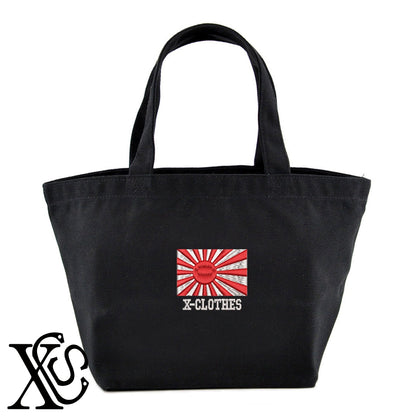 旭日旗2柄 刺繍 キャンバス生地 ランチ ミニ トートバッグ レディース メンズ【X-CLOTHES】オリジナル グッズ 刺繍 ワンポイント 雑貨【b Black Camel】【g Natural Gray】 【9趣味料理-趣味】