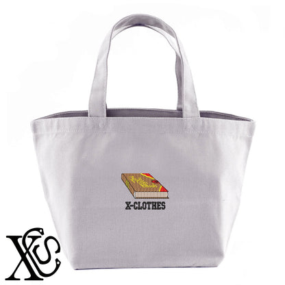 本2柄 刺繍 キャンバス生地 ランチ ミニ トートバッグ レディース メンズ【X-CLOTHES】オリジナル グッズ 刺繍 ワンポイント 雑貨【b Black Camel】【g Natural Gray】 【9趣味料理-趣味】