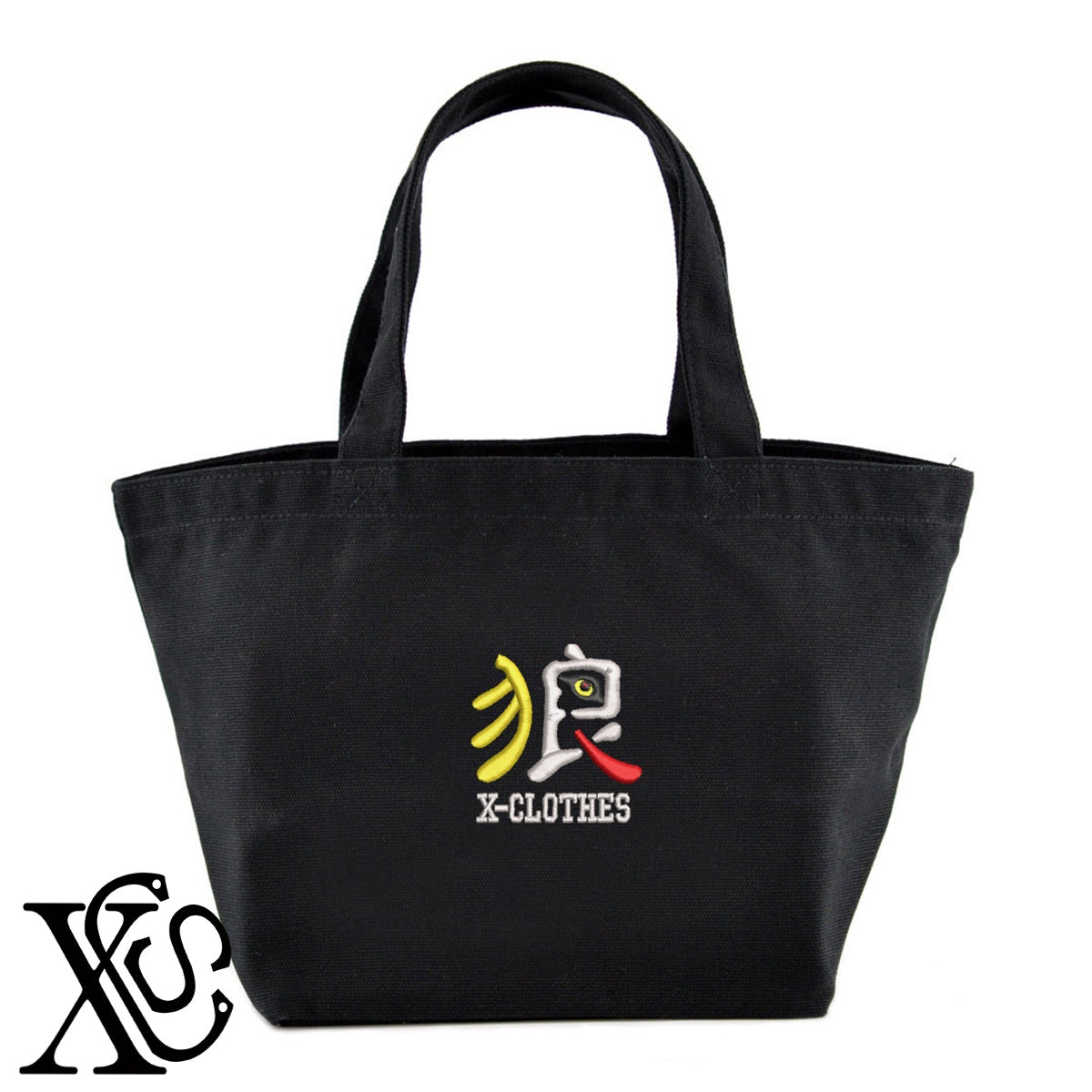 狼9柄 刺繍 キャンバス生地 ランチ ミニ トートバッグ レディース メンズ【X-CLOTHES】オリジナル グッズ 刺繍 ワンポイント 雑貨【b Black Camel】【g Natural Gray】 【9趣味料理-面白】