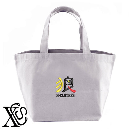 狼9柄 刺繍 キャンバス生地 ランチ ミニ トートバッグ レディース メンズ【X-CLOTHES】オリジナル グッズ 刺繍 ワンポイント 雑貨【b Black Camel】【g Natural Gray】 【9趣味料理-面白】