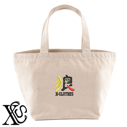 狼9柄 刺繍 キャンバス生地 ランチ ミニ トートバッグ レディース メンズ【X-CLOTHES】オリジナル グッズ 刺繍 ワンポイント 雑貨【b Black Camel】【g Natural Gray】 【9趣味料理-面白】
