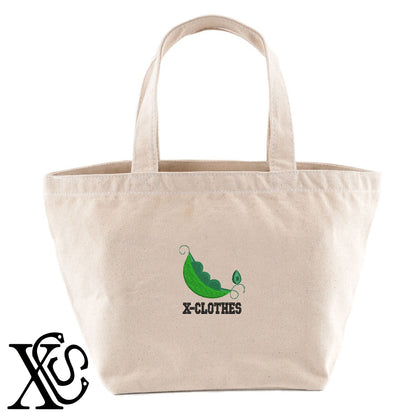 さやえんどう2柄 刺繍 キャンバス生地 ランチ ミニ トートバッグ レディース メンズ【X-CLOTHES】オリジナル グッズ 刺繍 ワンポイント 雑貨【b Black Camel】【g Natural Gray】 【9趣味料理-食べ物】