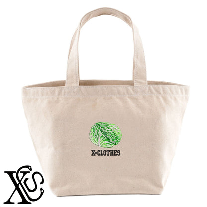 キャベツ2柄 刺繍 キャンバス生地 ランチ ミニ トートバッグ レディース メンズ【X-CLOTHES】オリジナル グッズ 刺繍 ワンポイント 雑貨【b Black Camel】【g Natural Gray】 【9趣味料理-食べ物】
