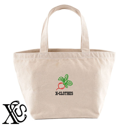 ラディッシュ3柄 刺繍 キャンバス生地 ランチ ミニ トートバッグ レディース メンズ【X-CLOTHES】オリジナル グッズ 刺繍 ワンポイント 雑貨【b Black Camel】【g Natural Gray】 【9趣味料理-食べ物】