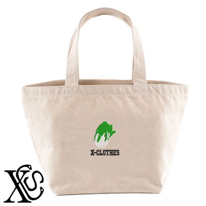 白菜2柄 刺繍 キャンバス生地 ランチ ミニ トートバッグ レディース メンズ【X-CLOTHES】オリジナル グッズ 刺繍 ワンポイント 雑貨【b Black Camel】【g Natural Gray】 【9趣味料理-食べ物】