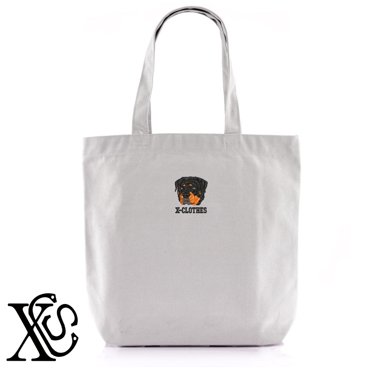 ロットワイラー4柄 刺繍 キャンバス生地 A4 内ポケットあり トートバッグ メンズ レディース【X-CLOTHES】オリジナル グッズ 刺繍 ワンポイント 雑貨【b Black Camel】【g Natural Gray】 【10犬猫図鑑-犬図鑑-D】