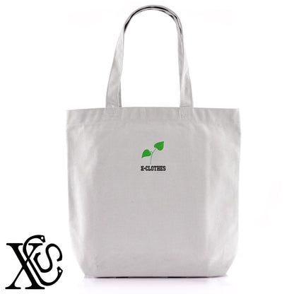 葉っぱ3柄 刺繍 キャンバス生地 A4 内ポケットあり トートバッグ メンズ レディース【X-CLOTHES】オリジナル グッズ 刺繍 ワンポイント 雑貨【b Black Camel】【g Natural Gray】 【2植物ロゴ-植物】