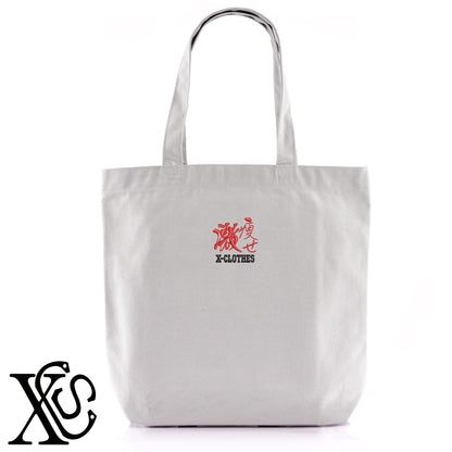 35激やせ柄 刺繍 キャンバス生地 A4 内ポケットあり トートバッグ メンズ レディース【X-CLOTHES】オリジナル グッズ 刺繍 ワンポイント 雑貨【b Black Camel】【g Natural Gray】 【3文字標識-おもしろ文字】