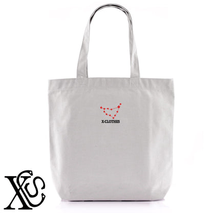 やぎ座柄 刺繍 キャンバス生地 A4 内ポケットあり トートバッグ メンズ レディース【X-CLOTHES】オリジナル グッズ 刺繍 ワンポイント 雑貨【b Black Camel】【g Natural Gray】 【3文字標識-星座】