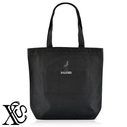 ハシビロコウ6柄 刺繍 キャンバス生地 A4 内ポケットあり トートバッグ メンズ レディース【X-CLOTHES】オリジナル グッズ 刺繍 ワンポイント 雑貨【b Black Camel】【g Natural Gray】 【6動物鳥魚-ハシビロコウ】