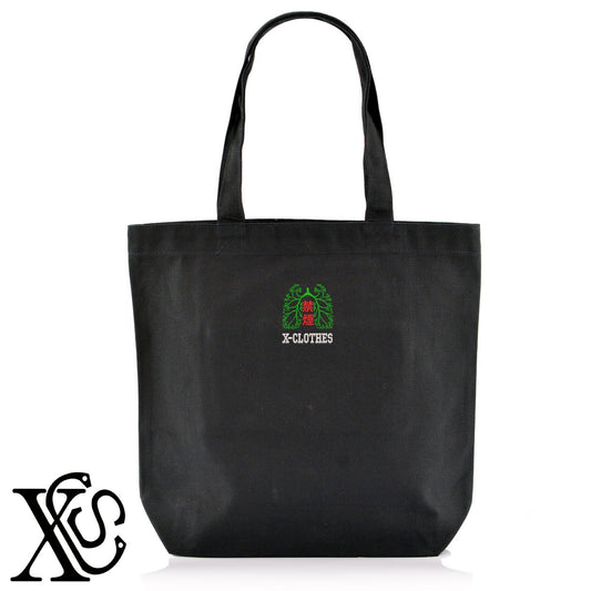 禁煙2柄 刺繍 キャンバス生地 A4 内ポケットあり トートバッグ メンズ レディース【X-CLOTHES】オリジナル グッズ 刺繍 ワンポイント 雑貨【b Black Camel】【g Natural Gray】 【7家紋お祝-ロゴ】