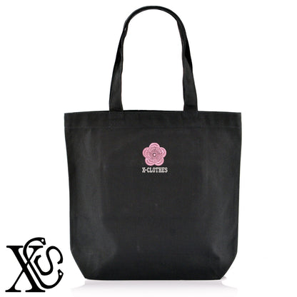向こう梅2柄 刺繍 キャンバス生地 A4 内ポケットあり トートバッグ メンズ レディース【X-CLOTHES】オリジナル グッズ 刺繍 ワンポイント 雑貨【b Black Camel】【g Natural Gray】 【7家紋お祝-伝統模様】