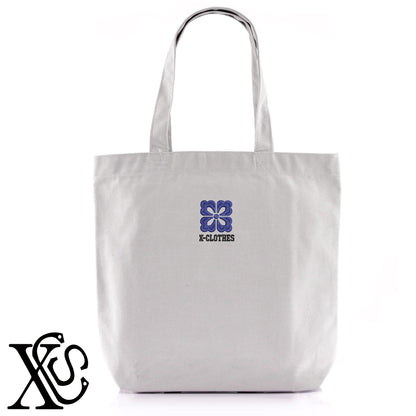 市松花菱2柄 刺繍 キャンバス生地 A4 内ポケットあり トートバッグ メンズ レディース【X-CLOTHES】オリジナル グッズ 刺繍 ワンポイント 雑貨【b Black Camel】【g Natural Gray】 【7家紋お祝-伝統模様】