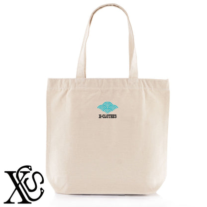 青海波2柄 刺繍 キャンバス生地 A4 内ポケットあり トートバッグ メンズ レディース【X-CLOTHES】オリジナル グッズ 刺繍 ワンポイント 雑貨【b Black Camel】【g Natural Gray】 【7家紋お祝-伝統模様】