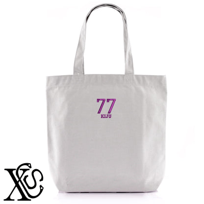 77喜寿3柄 刺繍 キャンバス生地 A4 内ポケットあり トートバッグ メンズ レディース【X-CLOTHES】オリジナル グッズ 刺繍 ワンポイント 雑貨【b Black Camel】【g Natural Gray】 【7家紋お祝-長寿祝い】