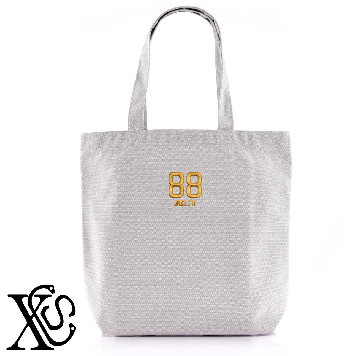 88米寿3柄 刺繍 キャンバス生地 A4 内ポケットあり トートバッグ メンズ レディース【X-CLOTHES】オリジナル グッズ 刺繍 ワンポイント 雑貨【b Black Camel】【g Natural Gray】 【7家紋お祝-長寿祝い】