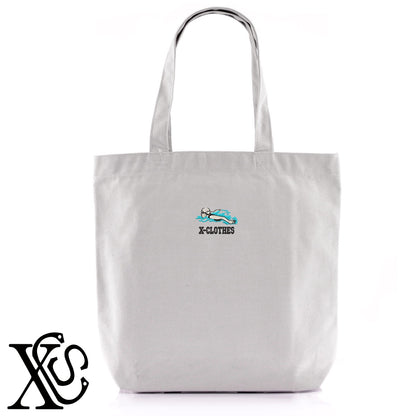 水泳3柄 刺繍 キャンバス生地 A4 内ポケットあり トートバッグ メンズ レディース【X-CLOTHES】オリジナル グッズ 刺繍 ワンポイント 雑貨【b Black Camel】【g Natural Gray】 【8競技音楽-その他競技】