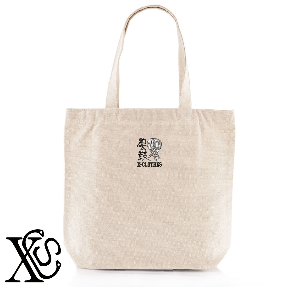 和太鼓12柄 刺繍 キャンバス生地 A4 内ポケットあり トートバッグ メンズ レディース【X-CLOTHES】オリジナル グッズ 刺繍 ワンポイント 雑貨【b Black Camel】【g Natural Gray】 【8競技音楽-伝統】