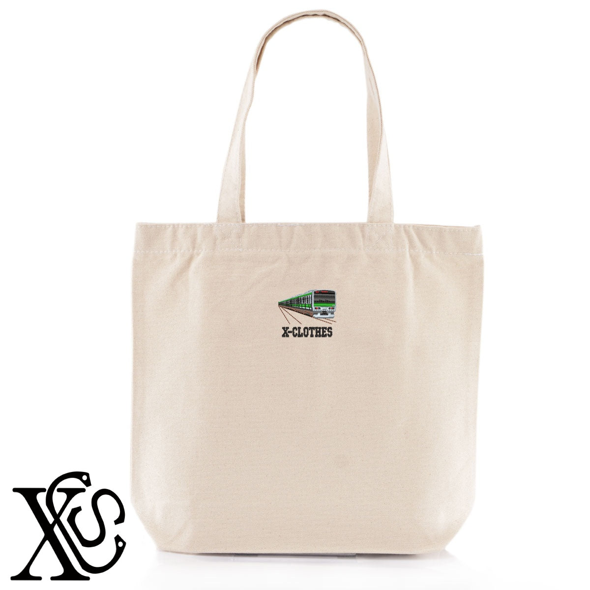 E231系JR山手線柄 刺繍 キャンバス生地 A4 内ポケットあり トートバッグ メンズ レディース【X-CLOTHES】オリジナル グッズ 刺繍 ワンポイント 雑貨【b Black Camel】【g Natural Gray】 【9趣味料理-乗り物】