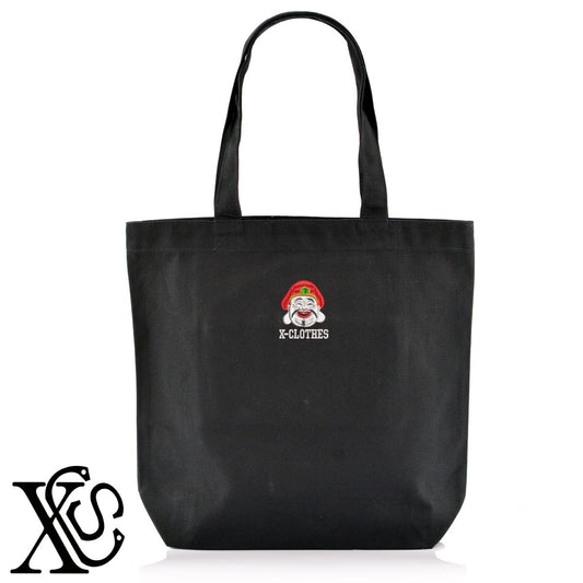 大黒天2柄 刺繍 キャンバス生地 A4 内ポケットあり トートバッグ メンズ レディース【X-CLOTHES】オリジナル グッズ 刺繍 ワンポイント 雑貨【b Black Camel】【g Natural Gray】 【9趣味料理-人物】