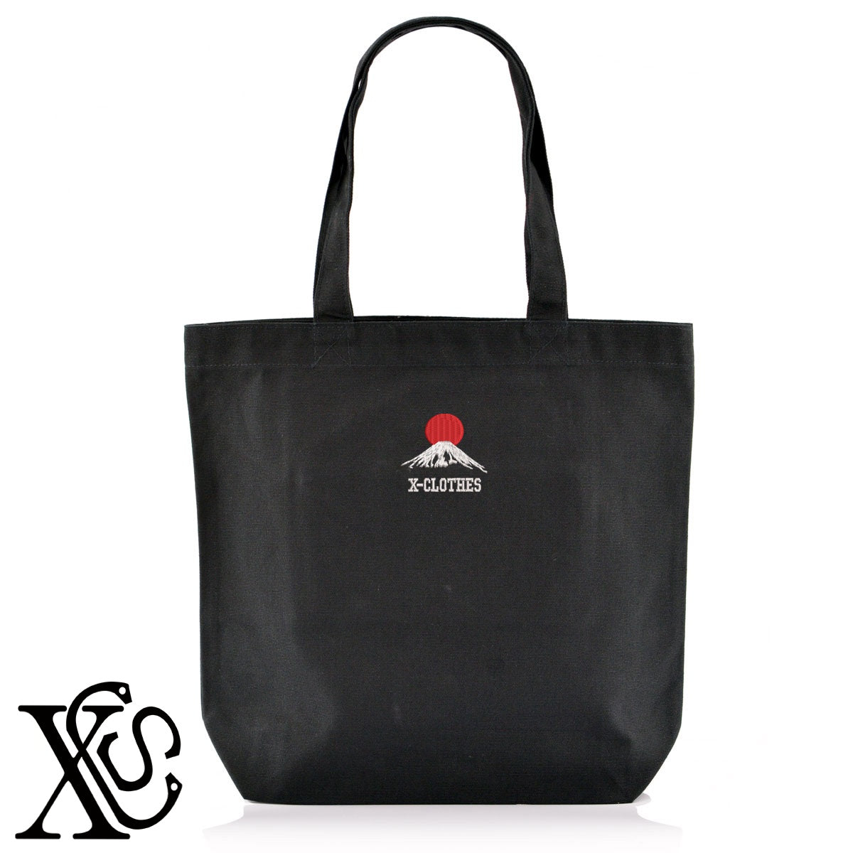 富士山2柄 刺繍 キャンバス生地 A4 内ポケットあり トートバッグ メンズ レディース【X-CLOTHES】オリジナル グッズ 刺繍 ワンポイント 雑貨【b Black Camel】【g Natural Gray】 【9趣味料理-趣味】