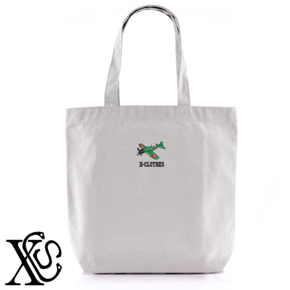 零戦52型柄 刺繍 キャンバス生地 A4 内ポケットあり トートバッグ メンズ レディース【X-CLOTHES】オリジナル グッズ 刺繍 ワンポイント 雑貨【b Black Camel】【g Natural Gray】 【9趣味料理-趣味】