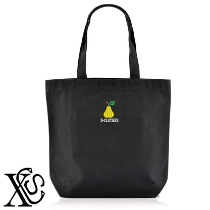 洋ナシ2柄 刺繍 キャンバス生地 A4 内ポケットあり トートバッグ メンズ レディース【X-CLOTHES】オリジナル グッズ 刺繍 ワンポイント 雑貨【b Black Camel】【g Natural Gray】 【9趣味料理-食べ物】